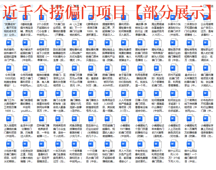 图片[5]-1000个冷门捞偏门小本创业小项目【无水印绝密版】总有一款适合你